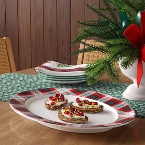 New Large Plaid Serving Platter - Threshold
